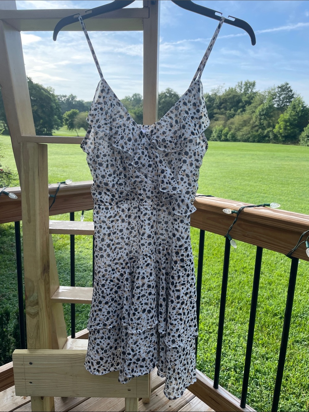 Japna White and Black Spotted Smocked Romper